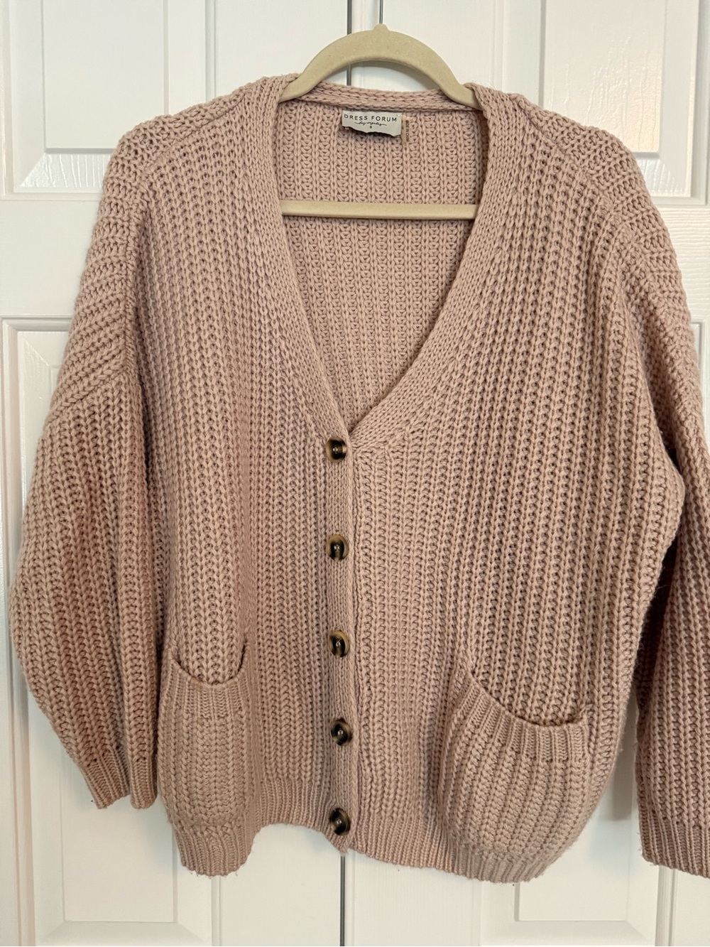 Dress Forum Blush Pink Chunky Knit Button Cardigan